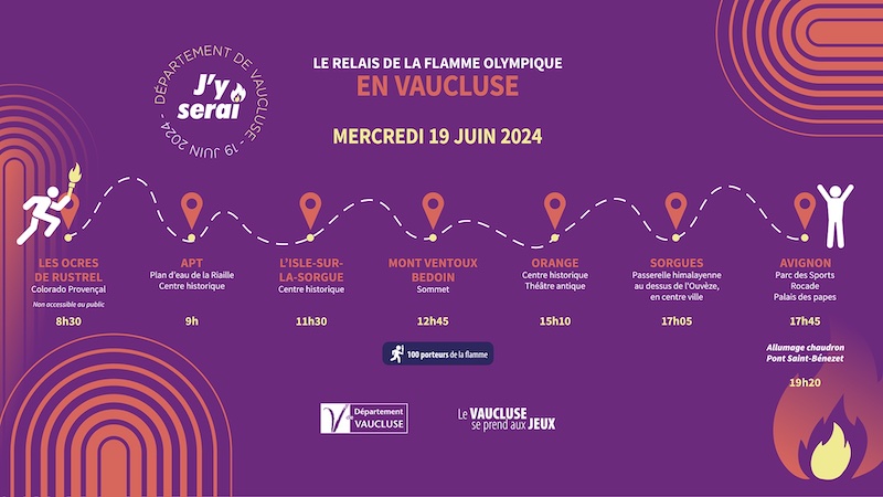 Le parcours de la flamme olympique en Vaucluse. Crédit photo : Département du Vaucluse